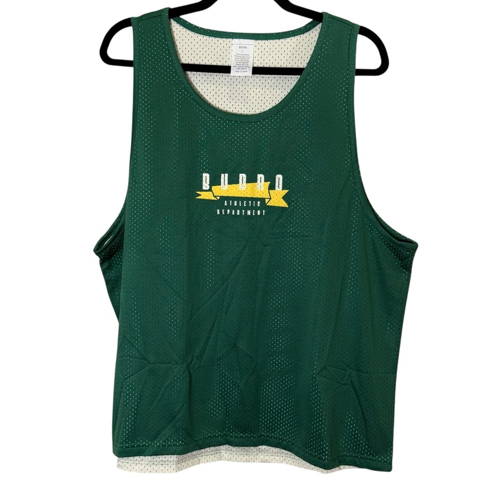 Budro Men’s Athletic Reversible Sporty Mesh Logo Tank sz L